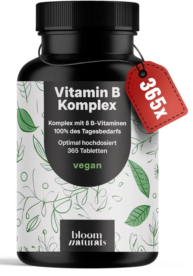 bloom-naturals-vitamin-b-komplex-365-tabletten-vegan-hochdosiert image 1
