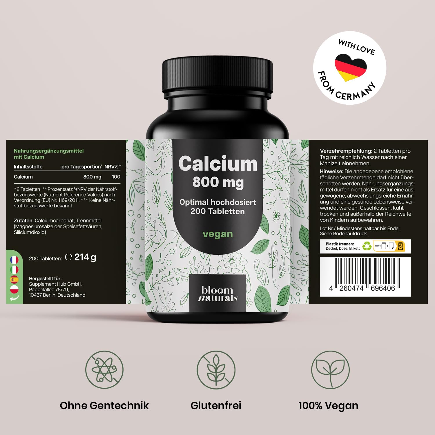 bloom-naturals-calcium-tabletten-800mg-200-stk-vegan image 4