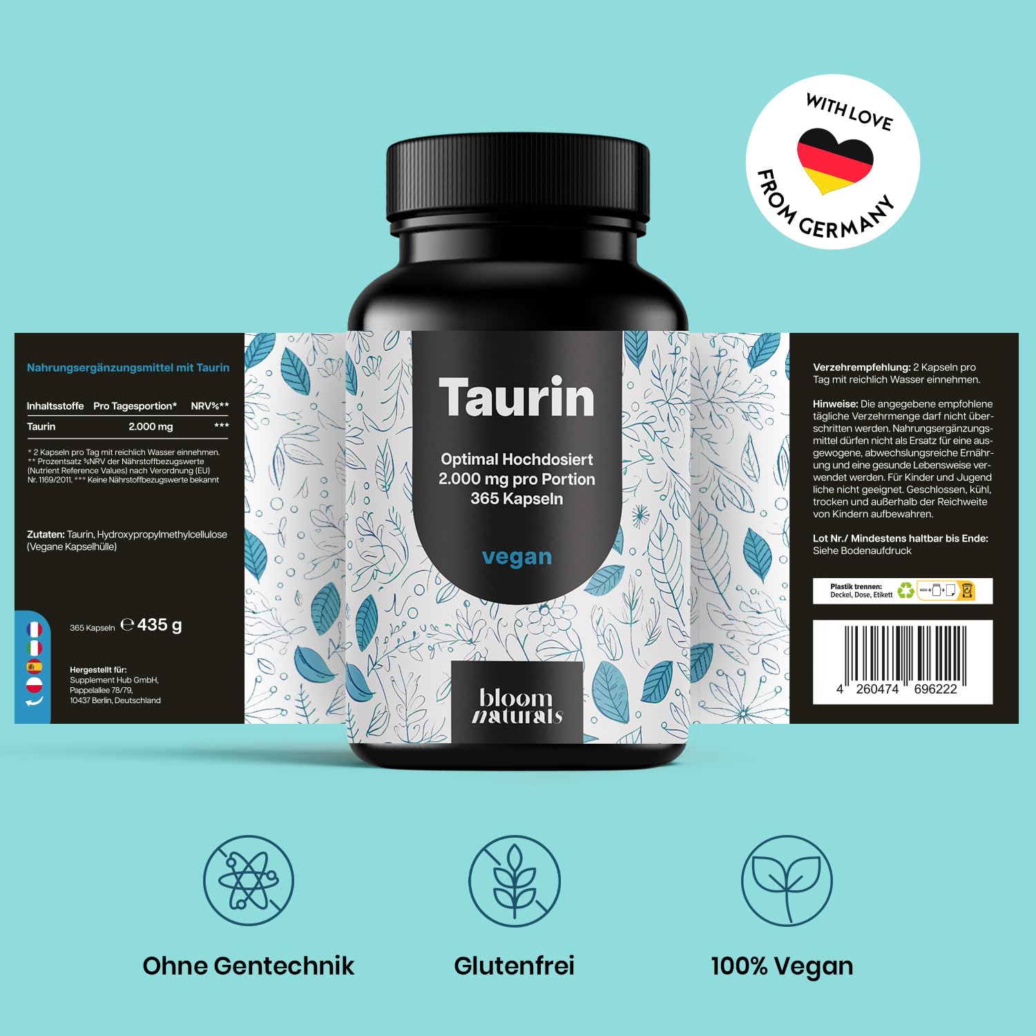 bloom-naturals-taurin-kapseln-365-st-2000-mg-vegan-hochdosiert image 6