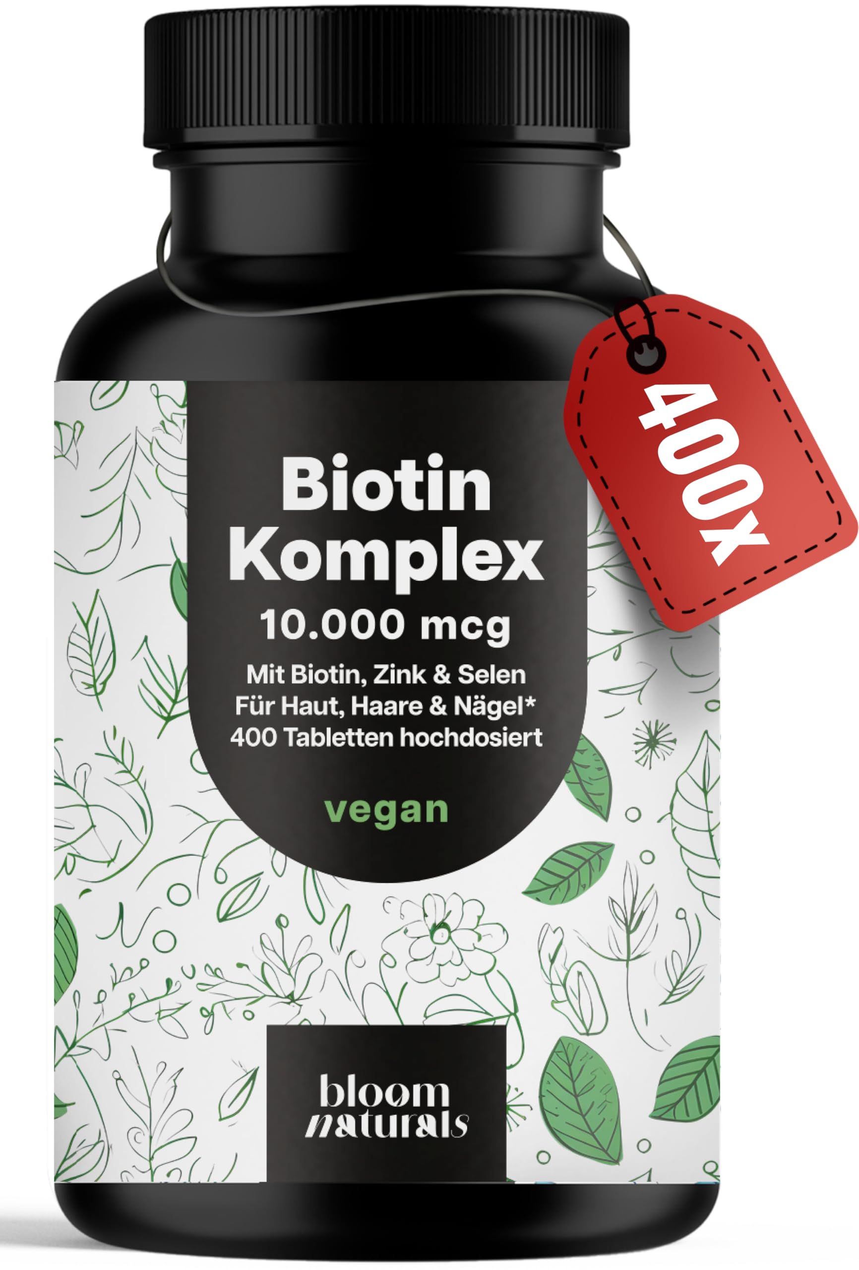 bloom-naturals-biotin-10000-mcg-tabletten-400-st-zink-selen image 1