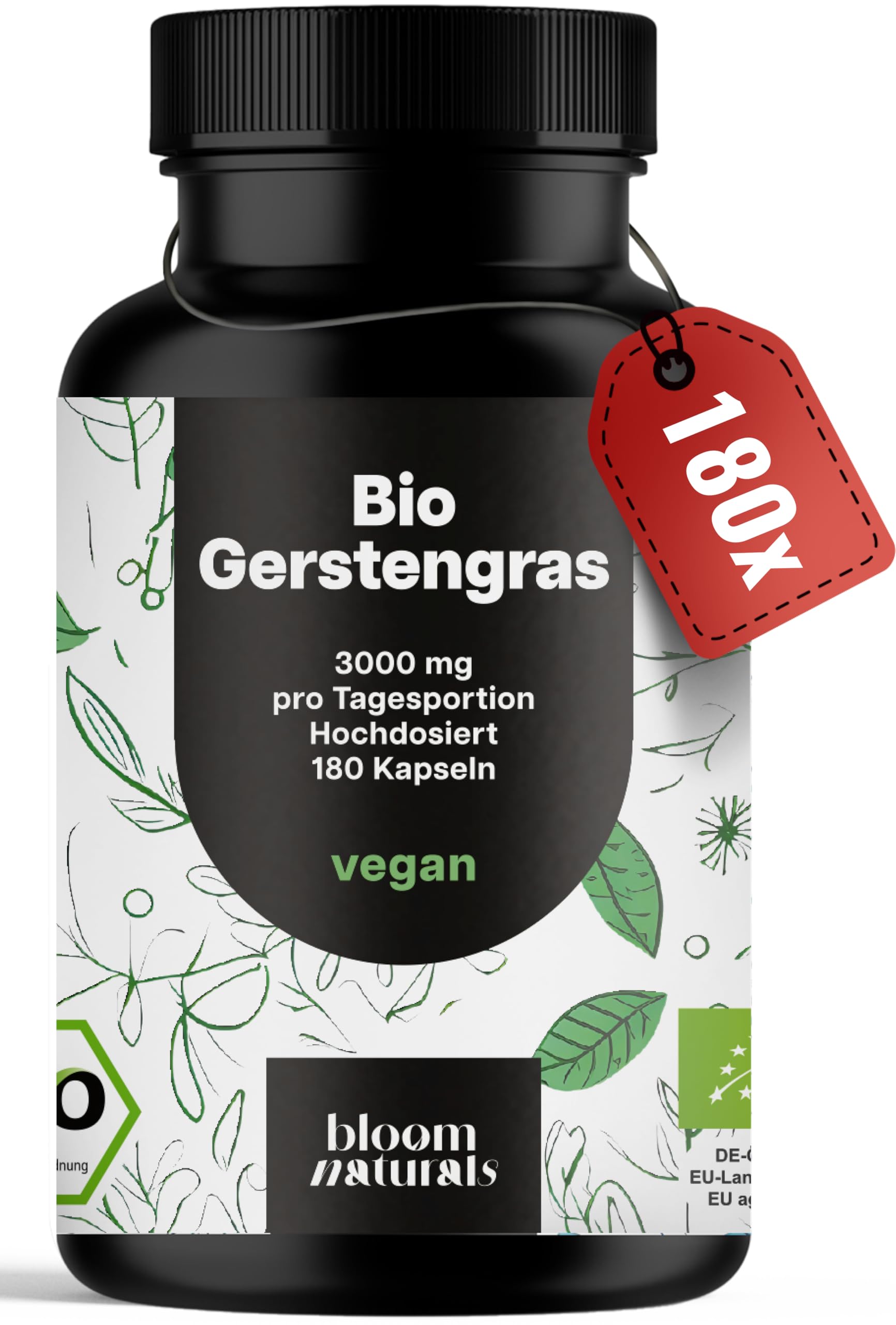 bloom-naturals-bio-gerstengras-3000mg-kapseln-180-st-ck-vegan image 1