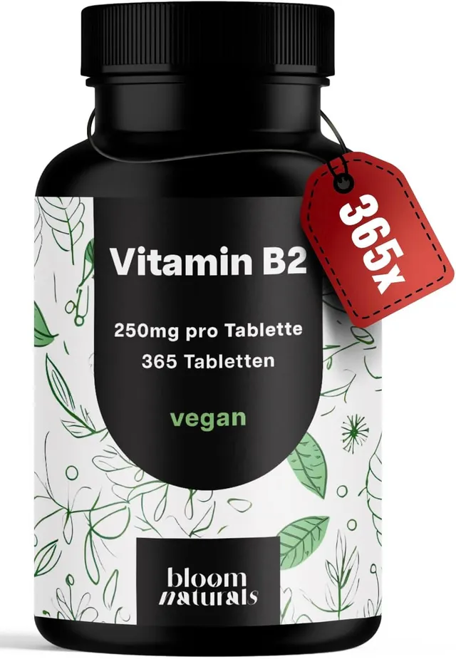 bloom-naturals-vitamin-b2-250mg-tabletten-365-vegane-riboflavin image 1