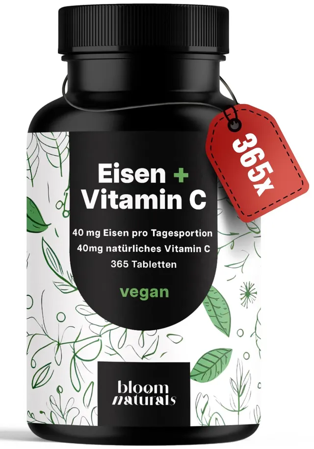 bloom-naturals-eisen-vitamin-c-tabletten-365-vegane-hochdosiert image 1