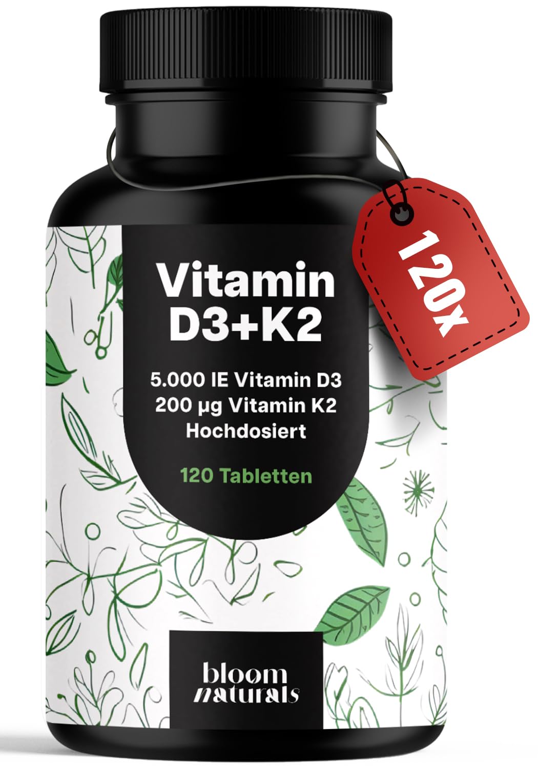 bloom-naturals-vitamin-d3-k2-tabletten-hochdosiert-5000-ie-120-st-ck image 1