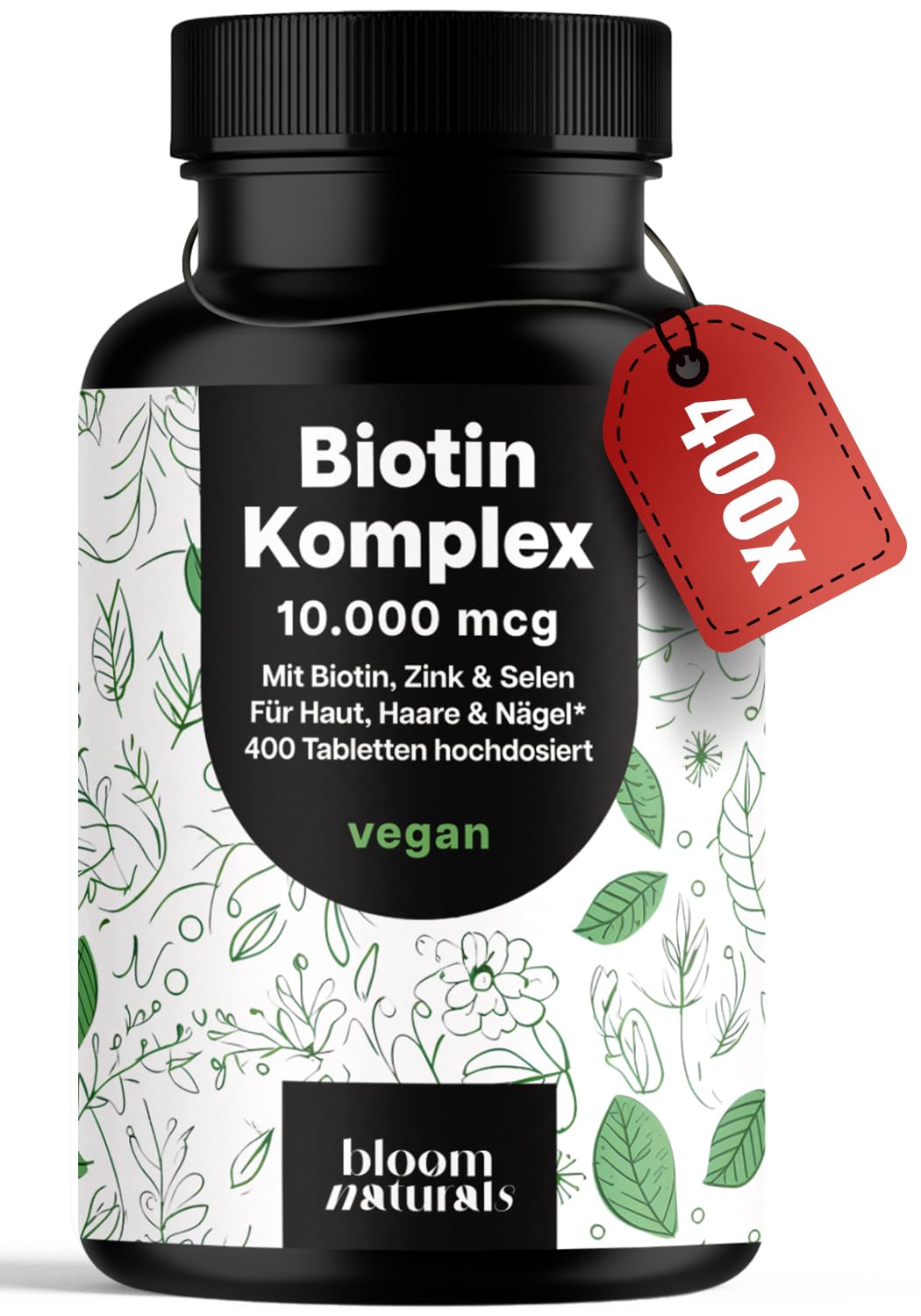 bloom-naturals-biotin-zink-selen-tabletten-10000-mcg-400-st-ck image 1