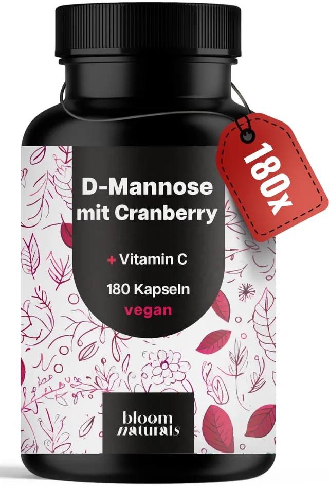 bloom-naturals-d-mannose-cranberry-vitamin-c-kapseln-180-vegan image 1
