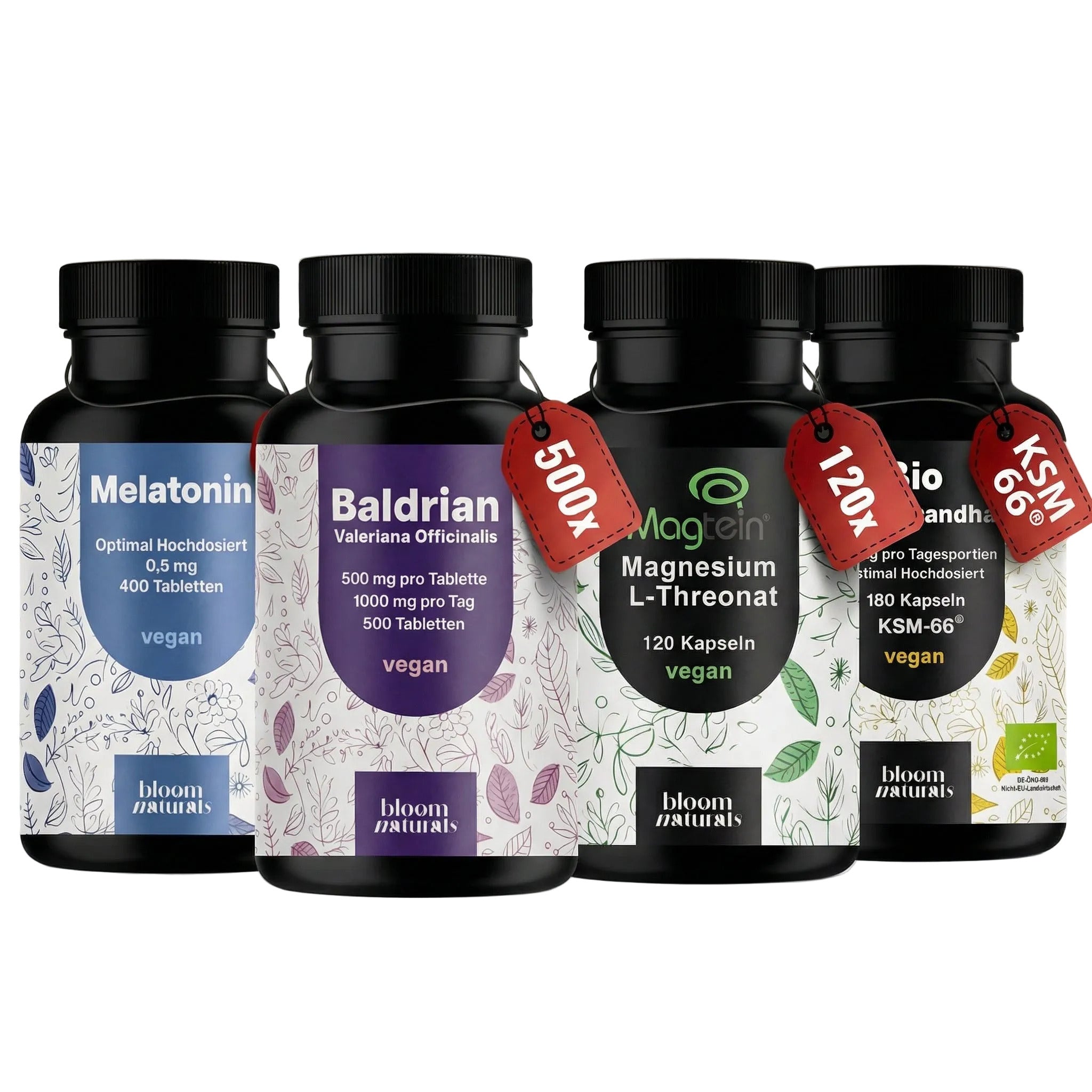 bloom-naturals-schlaf-bundle-melatonin-baldrian-magnesium-4er-set image 1