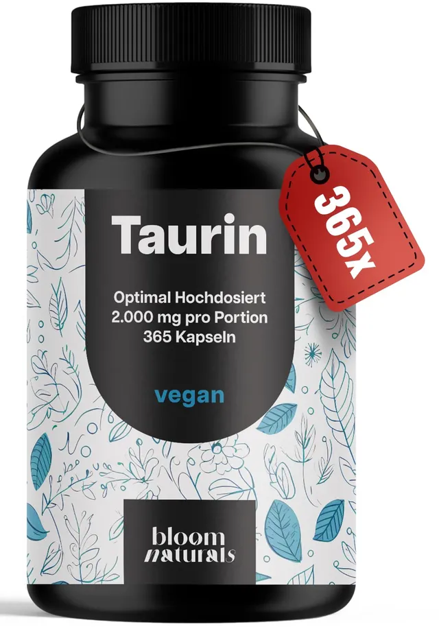 bloom-naturals-taurin-kapseln-365-st-2000-mg-vegan-hochdosiert image 1