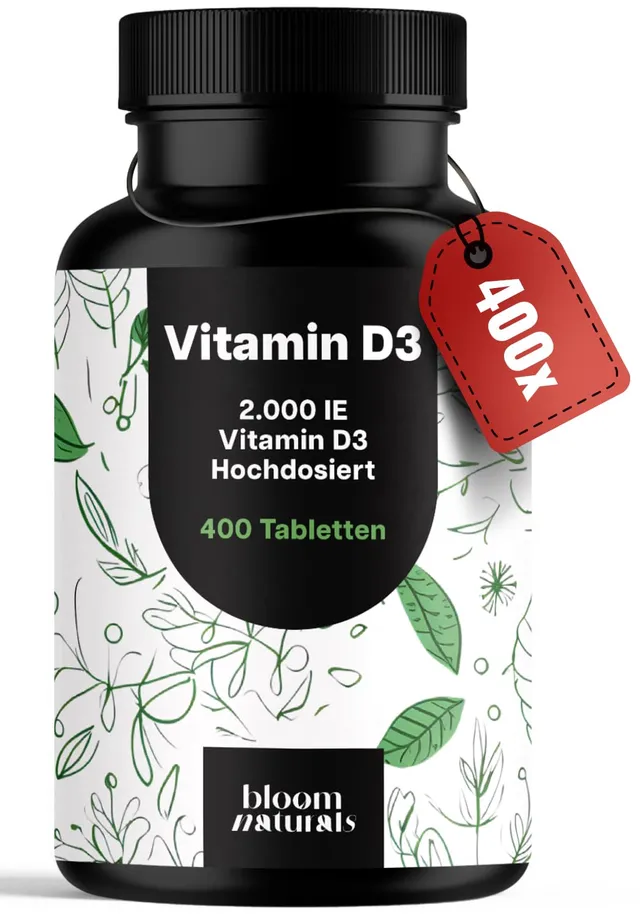 bloom-naturals-vitamine-vitamin-d3-2000-ie-400-tabletten-knochen image 1