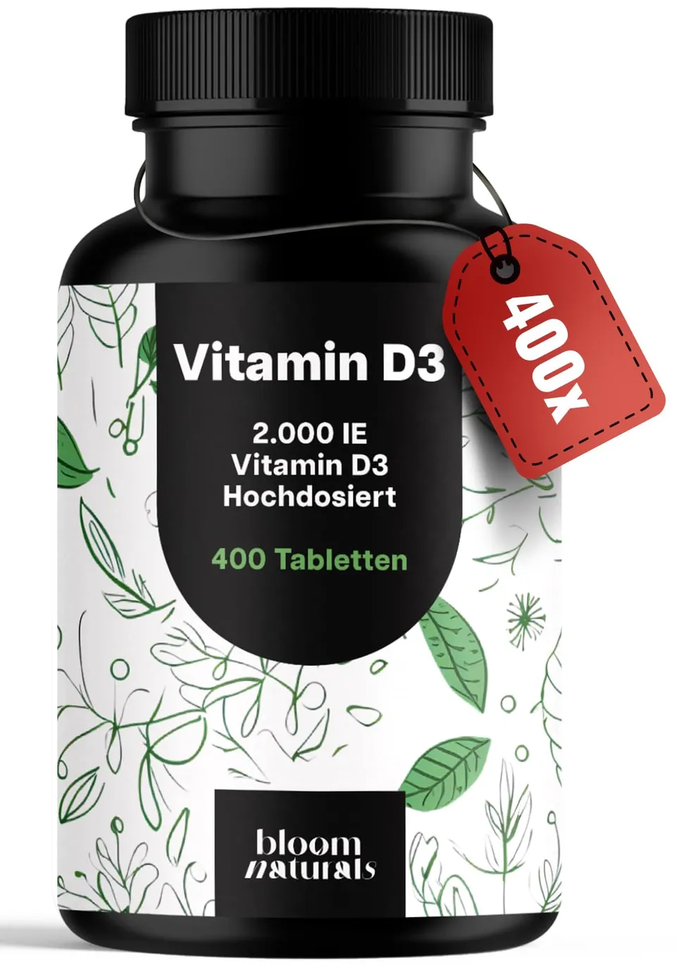 bloom-naturals-vitamine-vitamin-d3-2000-ie-400-tabletten-knochen image 1