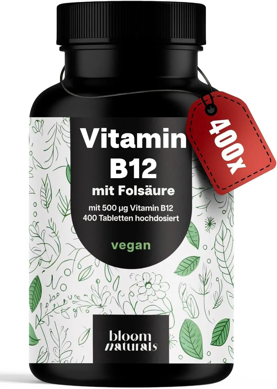bloom-naturals-vitamin-b12-500-g-fols-ure-tabletten-400-vegan image 1