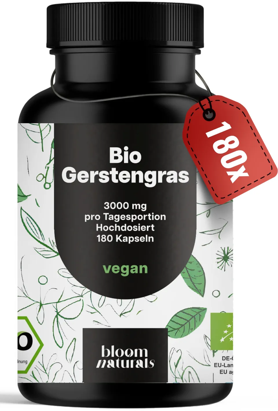 bloom-naturals-bio-gerstengras-3000mg-kapseln-180-st-ck-vegan image 1