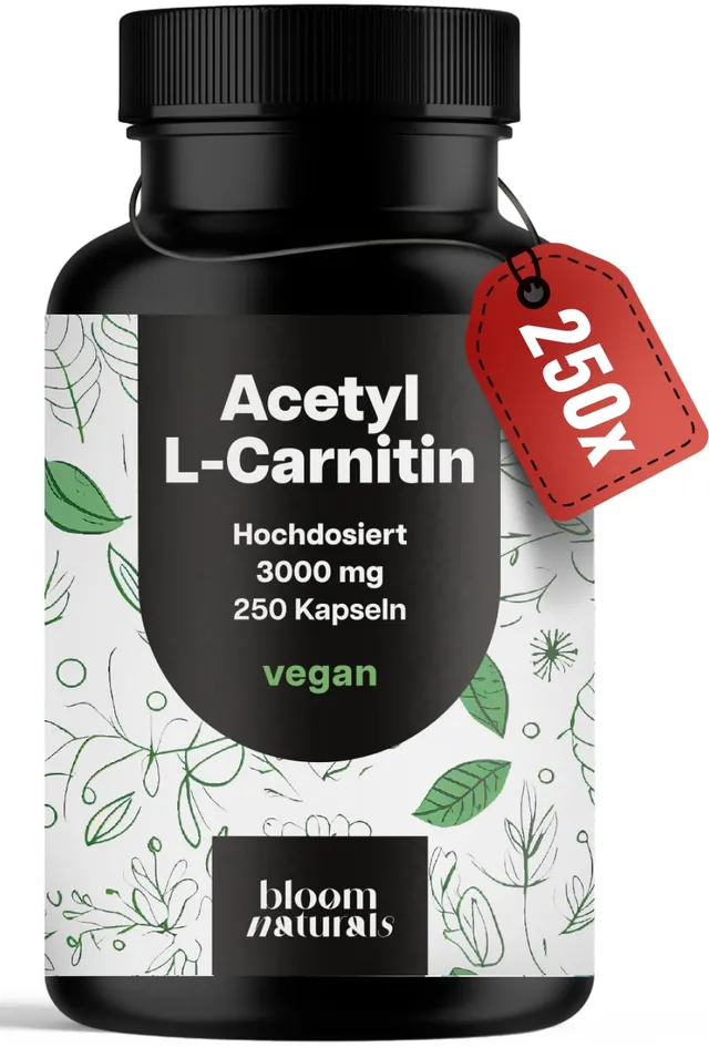 bloom-naturals-acetyl-l-carnitin-3000mg-kapseln-250-st-vegan image 1