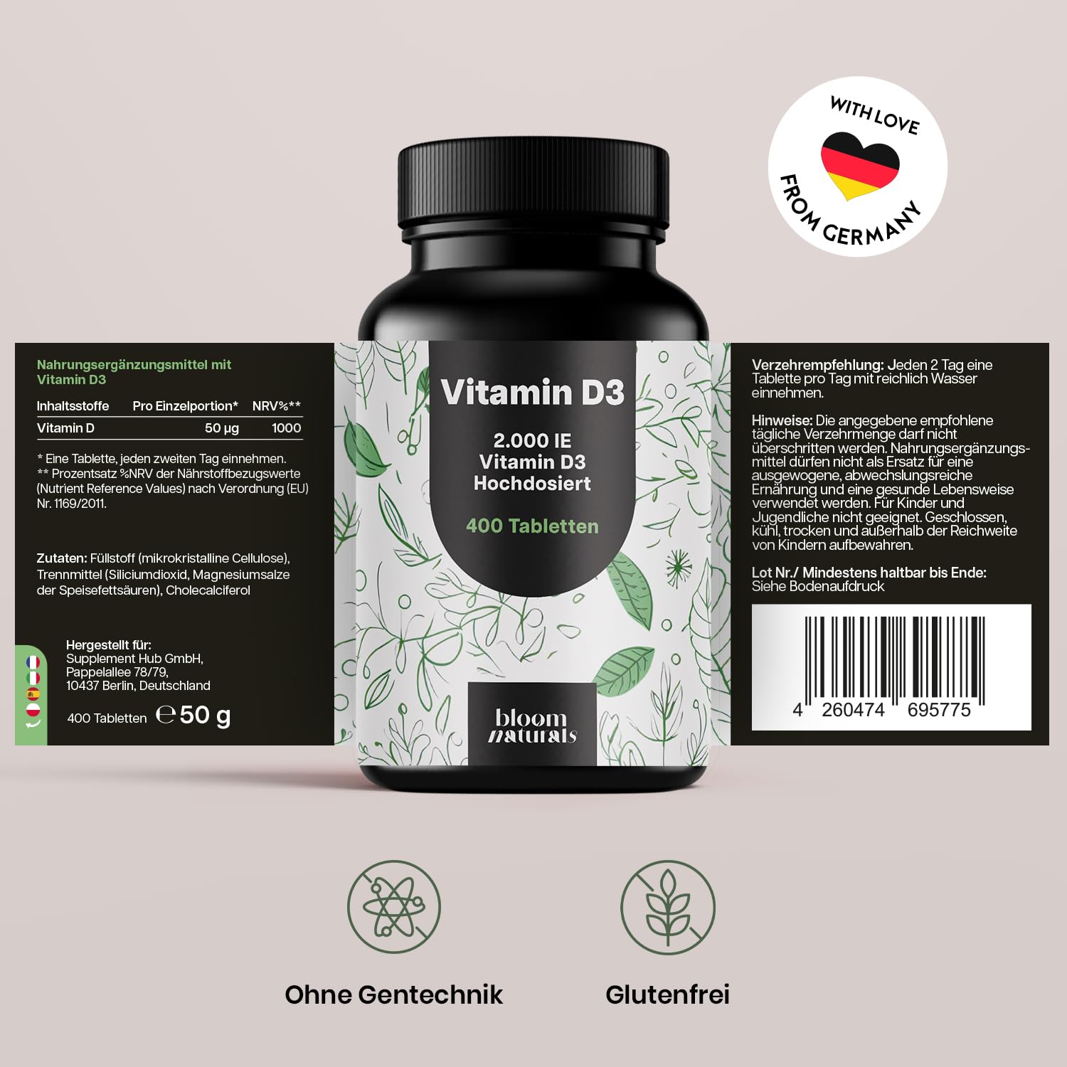 bloom-naturals-vitamine-vitamin-d3-2000-ie-400-tabletten-knochen image 6