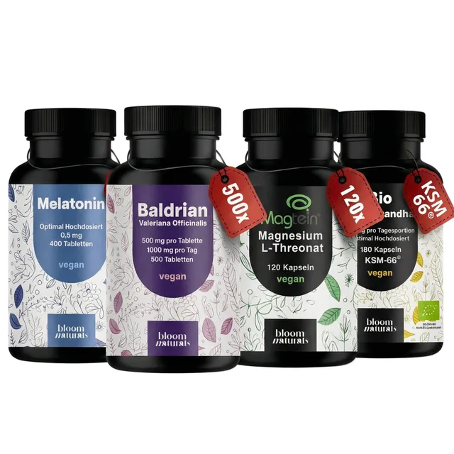 bloom-naturals-schlaf-bundle-melatonin-baldrian-magnesium-4er-set image 1