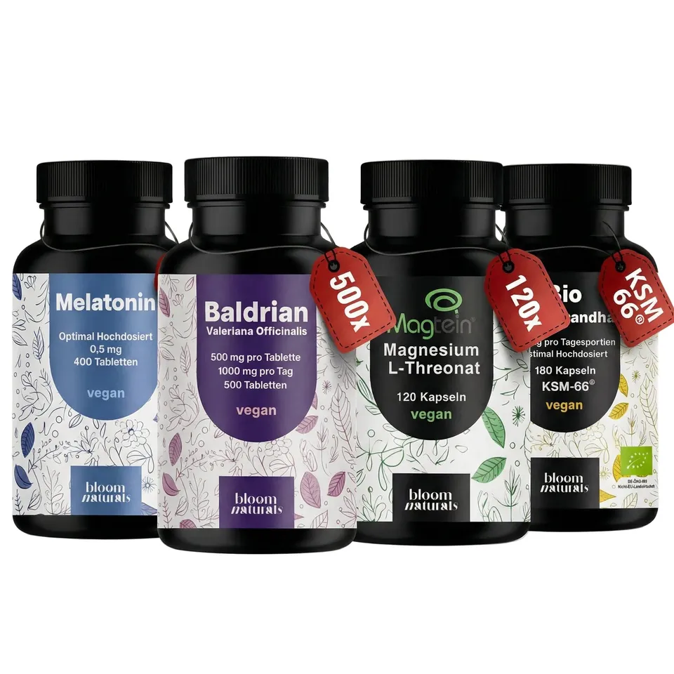 bloom-naturals-schlaf-bundle-melatonin-baldrian-magnesium-4er-set image 1