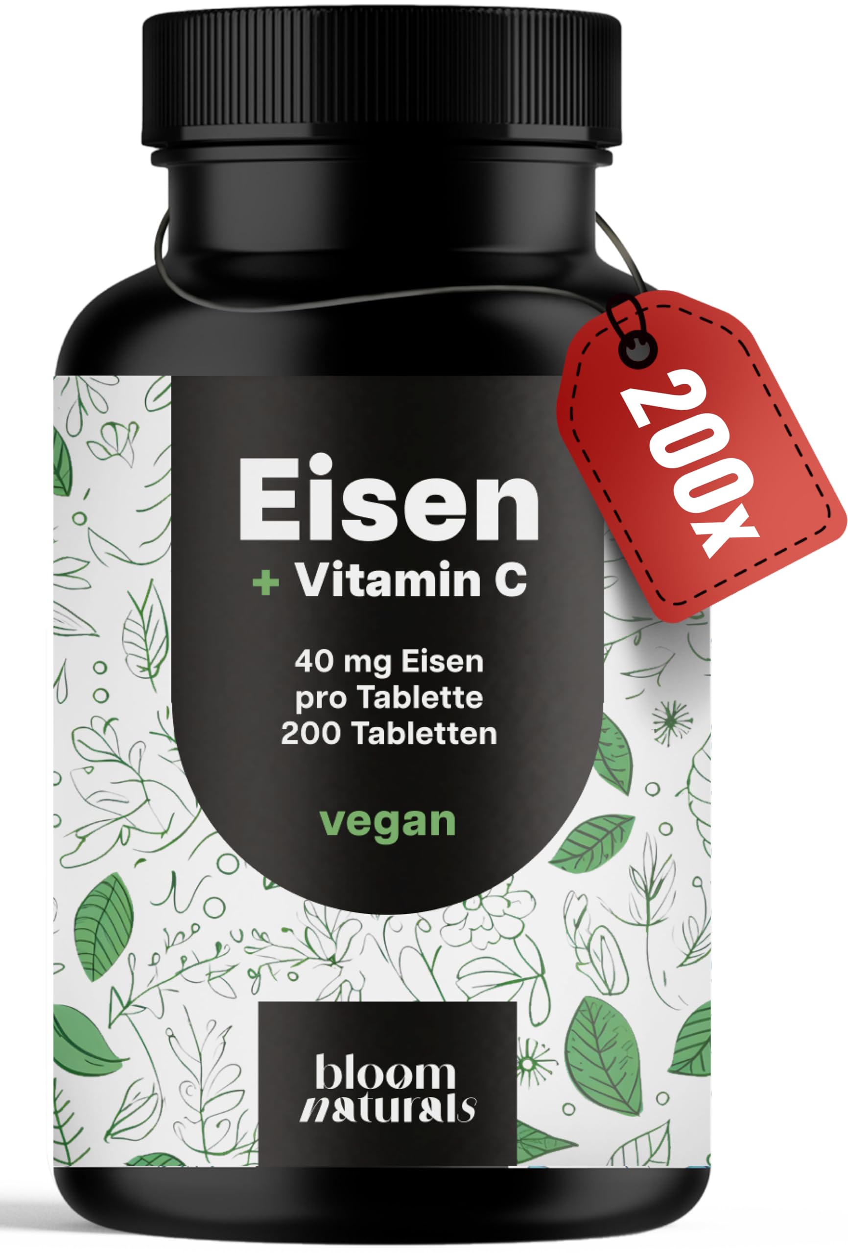 bloom-naturals-eisen-vitamin-c-tabletten-200-st-ck-40-mg-vegan image 1