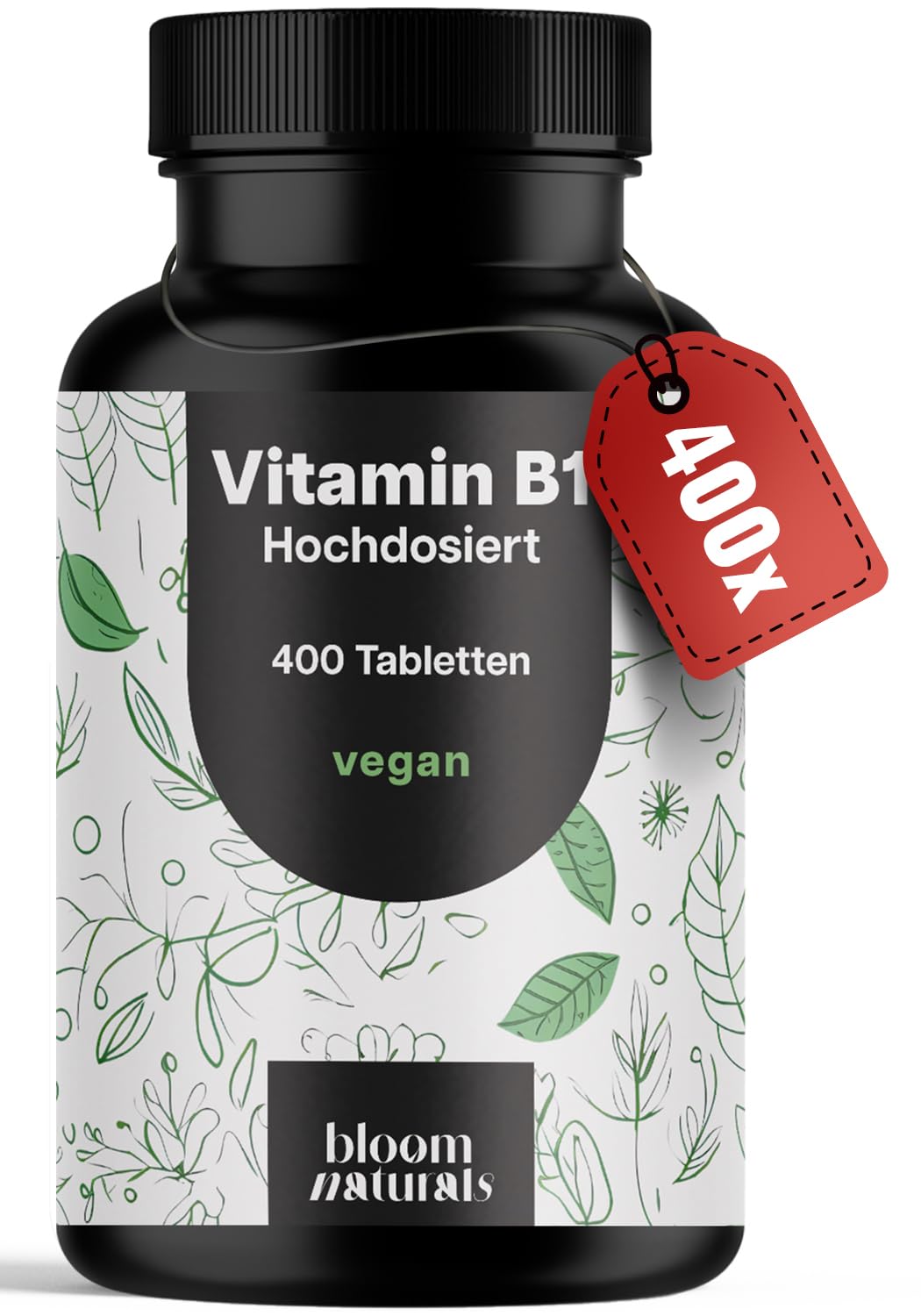 bloom-naturals-vitamin-b1-250mg-tabletten-400-stk-vegan image 1