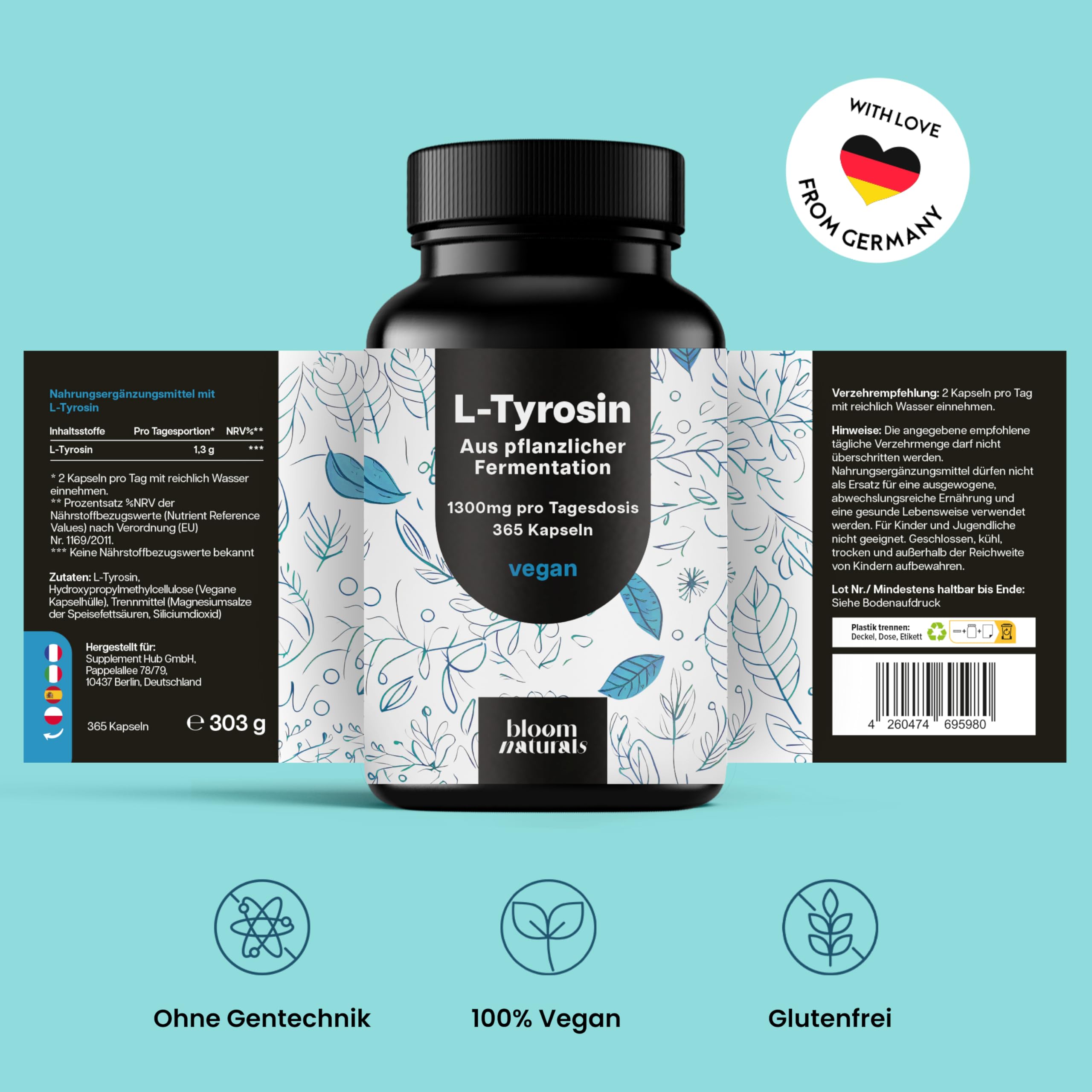bloom-naturals-l-tyrosin-kapseln-1300mg-365-st-ck-vegan image 6