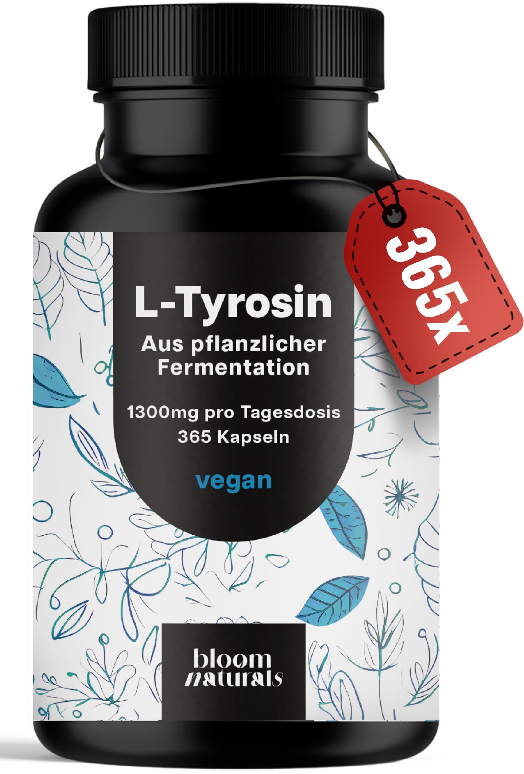 bloom-naturals-l-tyrosin-kapseln-1300mg-365-st-ck-vegan image 1