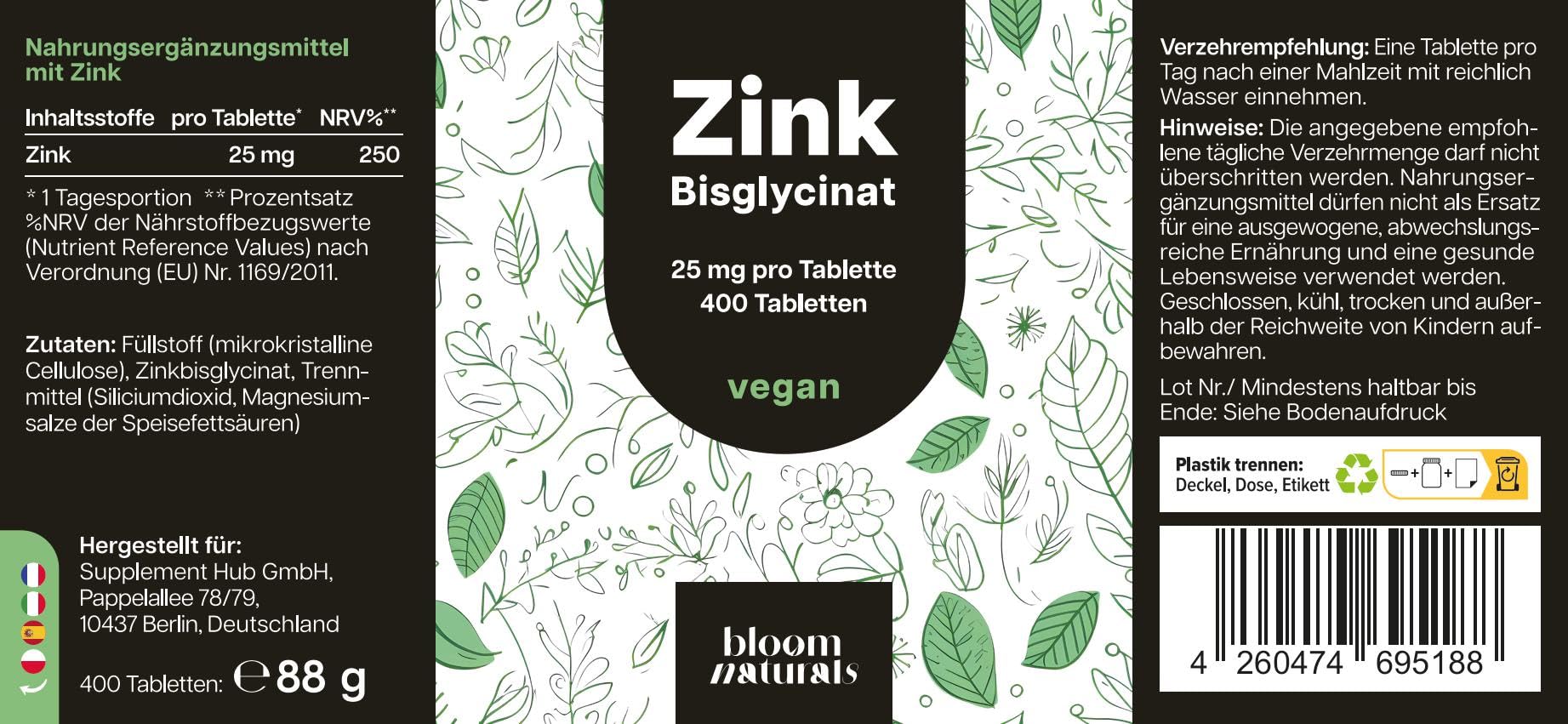 bloom-naturals-calcium-citrat-tabletten-240-stk-1000-mg-vegan-hochdosiert image 1