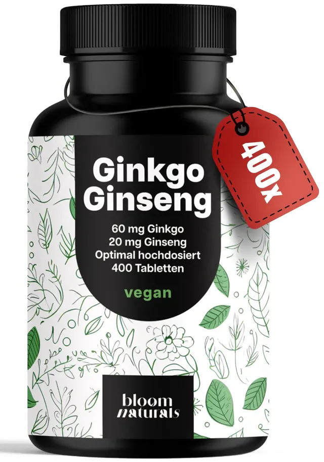 bloom-naturals-ginkgo-ginseng-tabletten-hochdosiert-400-st-ck-vegan image 1